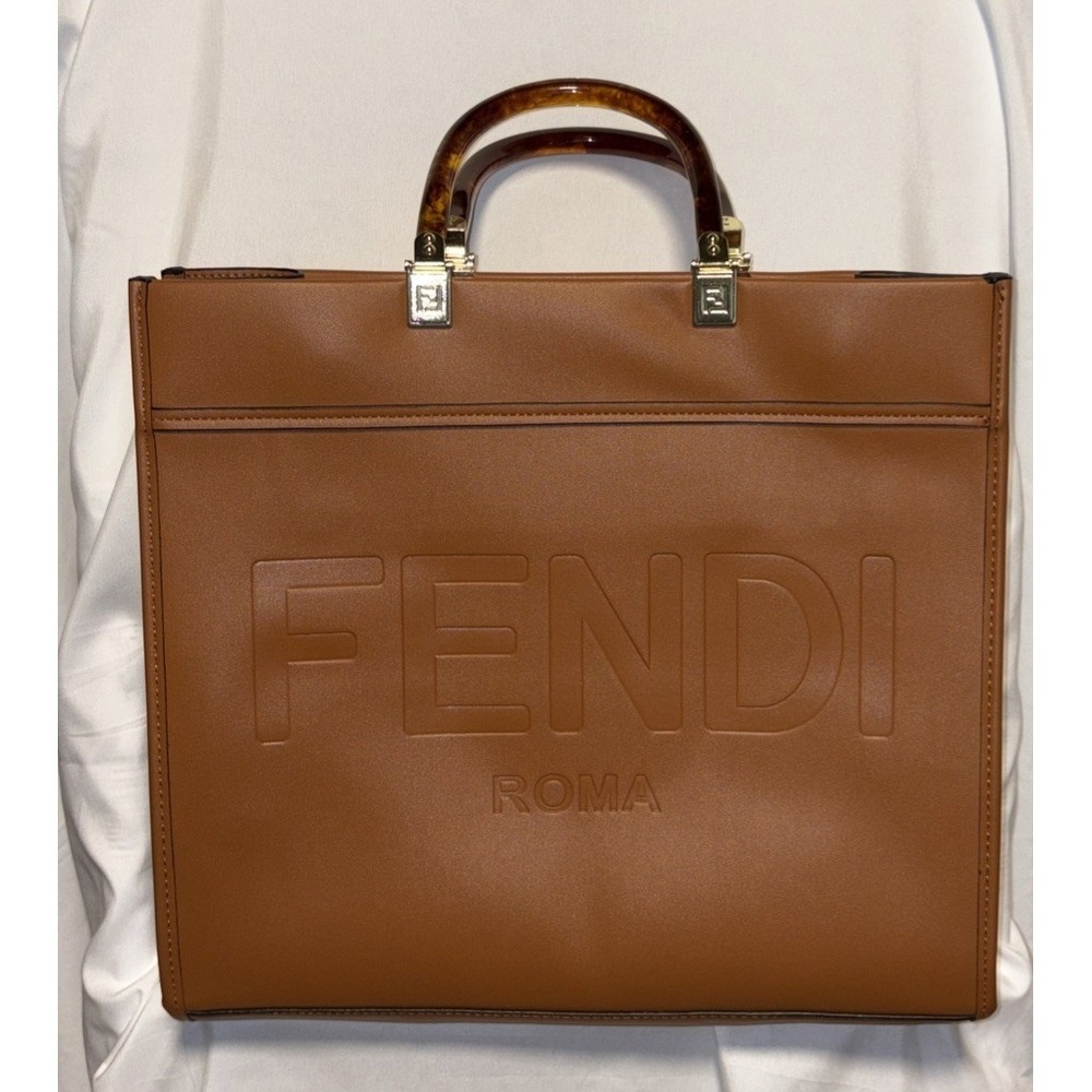 FF  style bag Brown Tote Bag Gold hardware inspired handbag FF monogram style